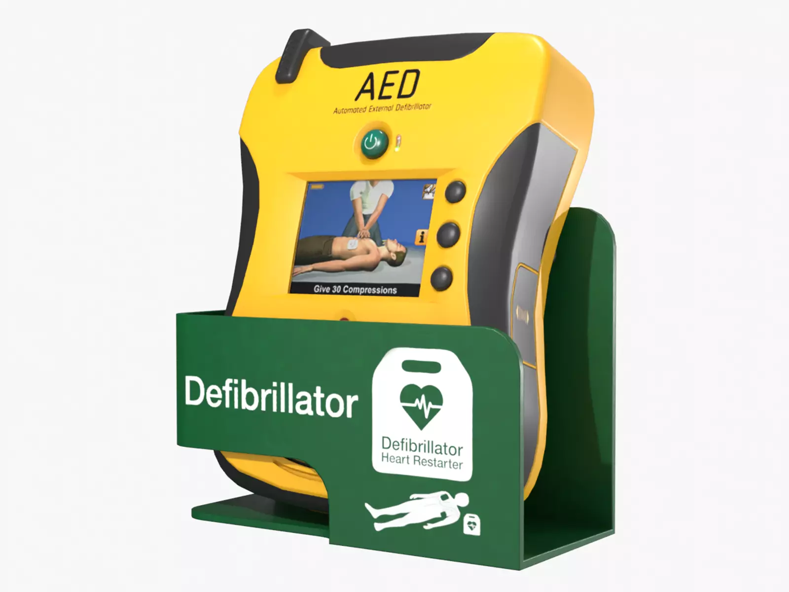 AED with Wall Bracket Low-poly 3D model_0