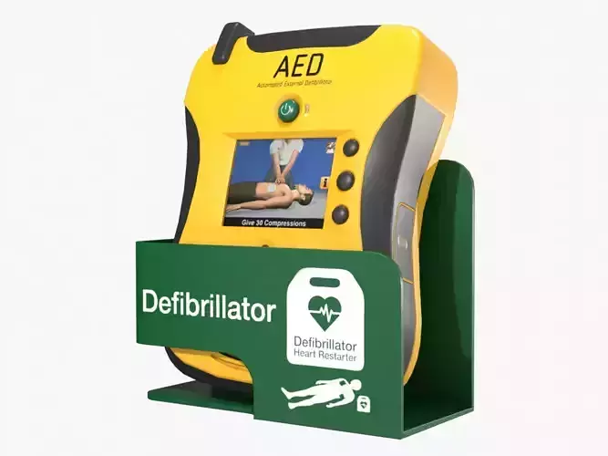 AED with Wall Bracket Low-poly 3D model