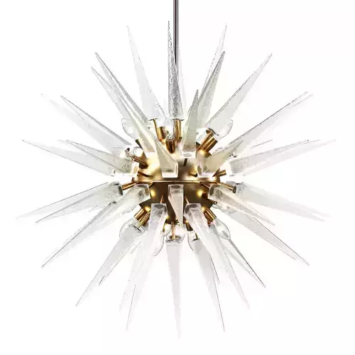Mid-Century Modern Sputnik Murano Glass and Brass Chandelier 