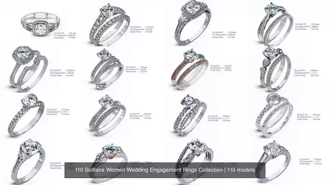 110 Solitaire Women Wedding Engagement Rings Collection 