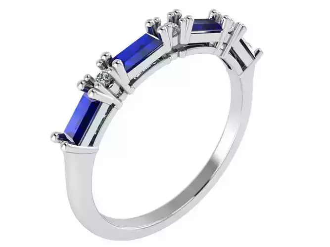 4-Stone Blue round ring 2725 3D print model