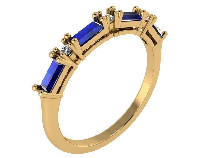 4-Stone Blue round ring 2725 3D print model 3D print model_1