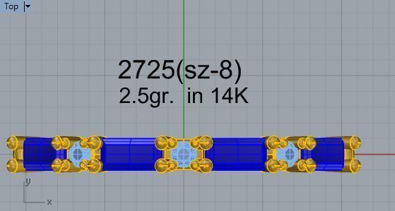 4-Stone Blue round ring 2725 3D print model 3D print model_4