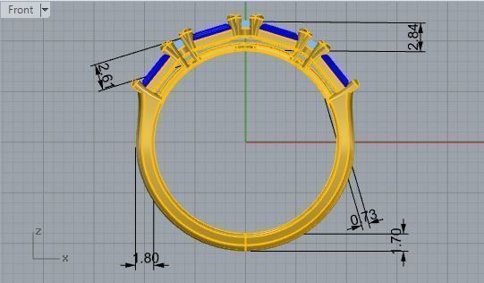 4-Stone Blue round ring 2725 3D print model 3D print model_5