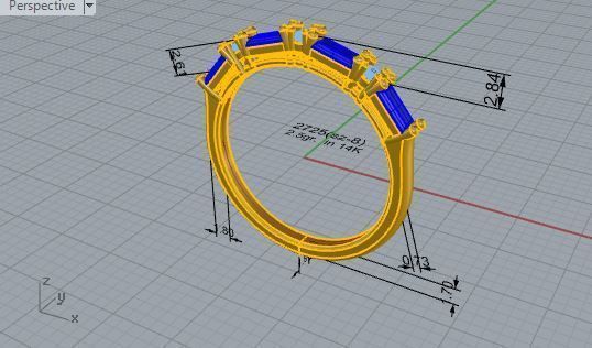 4-Stone Blue round ring 2725 3D print model 3D print model_7