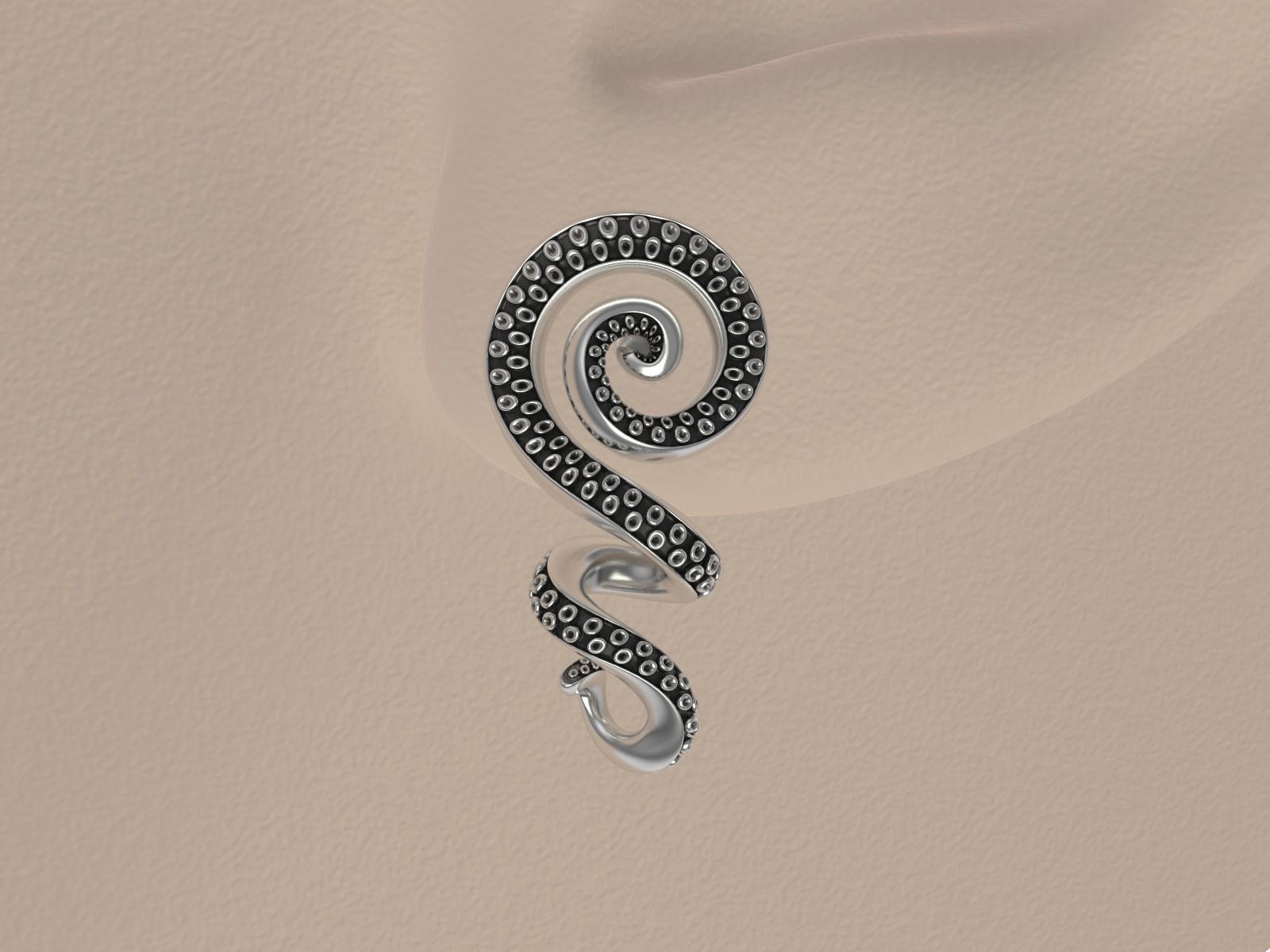 Octopus Tentacle Spiral Earrings Marine Flora Fauna Jewelry  3D print model_3