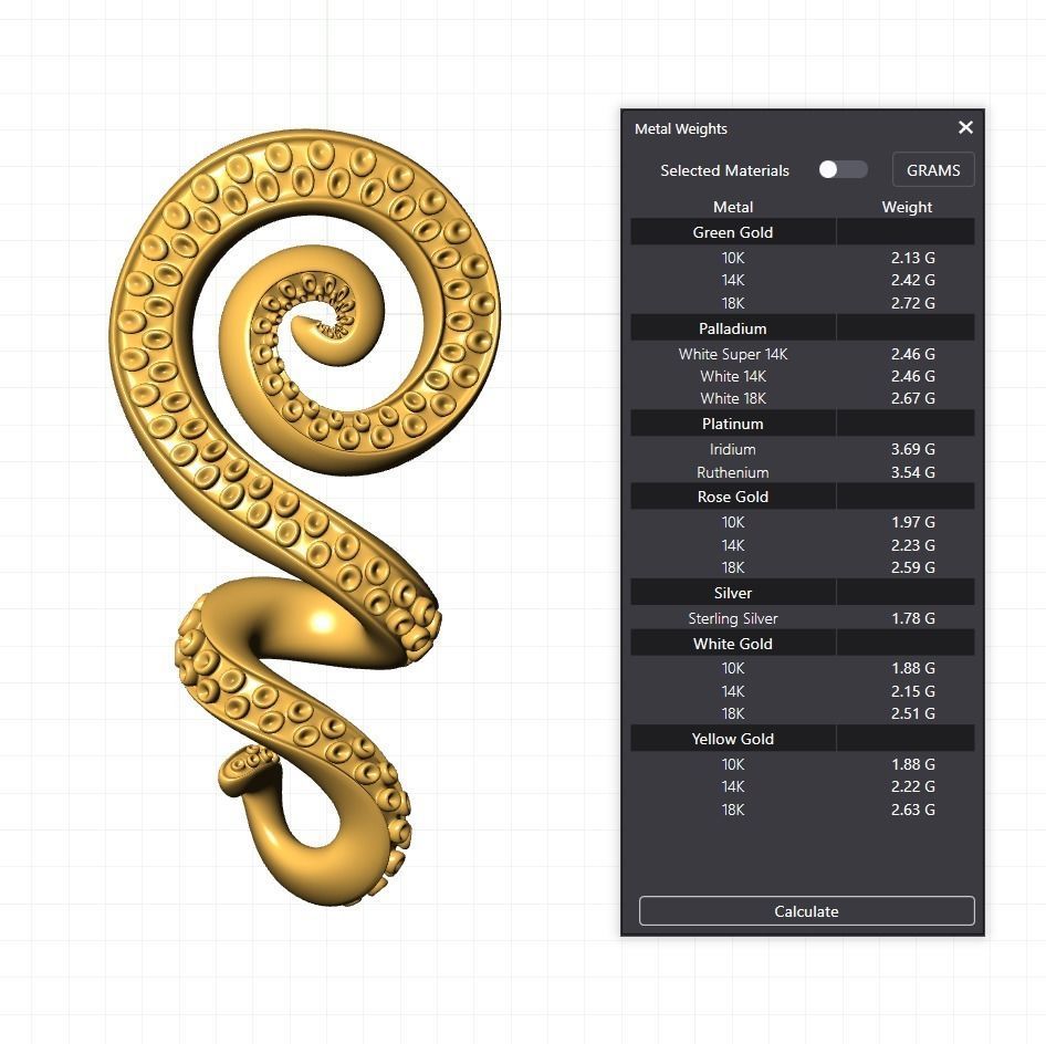 Octopus Tentacle Spiral Earrings Marine Flora Fauna Jewelry  3D print model_6