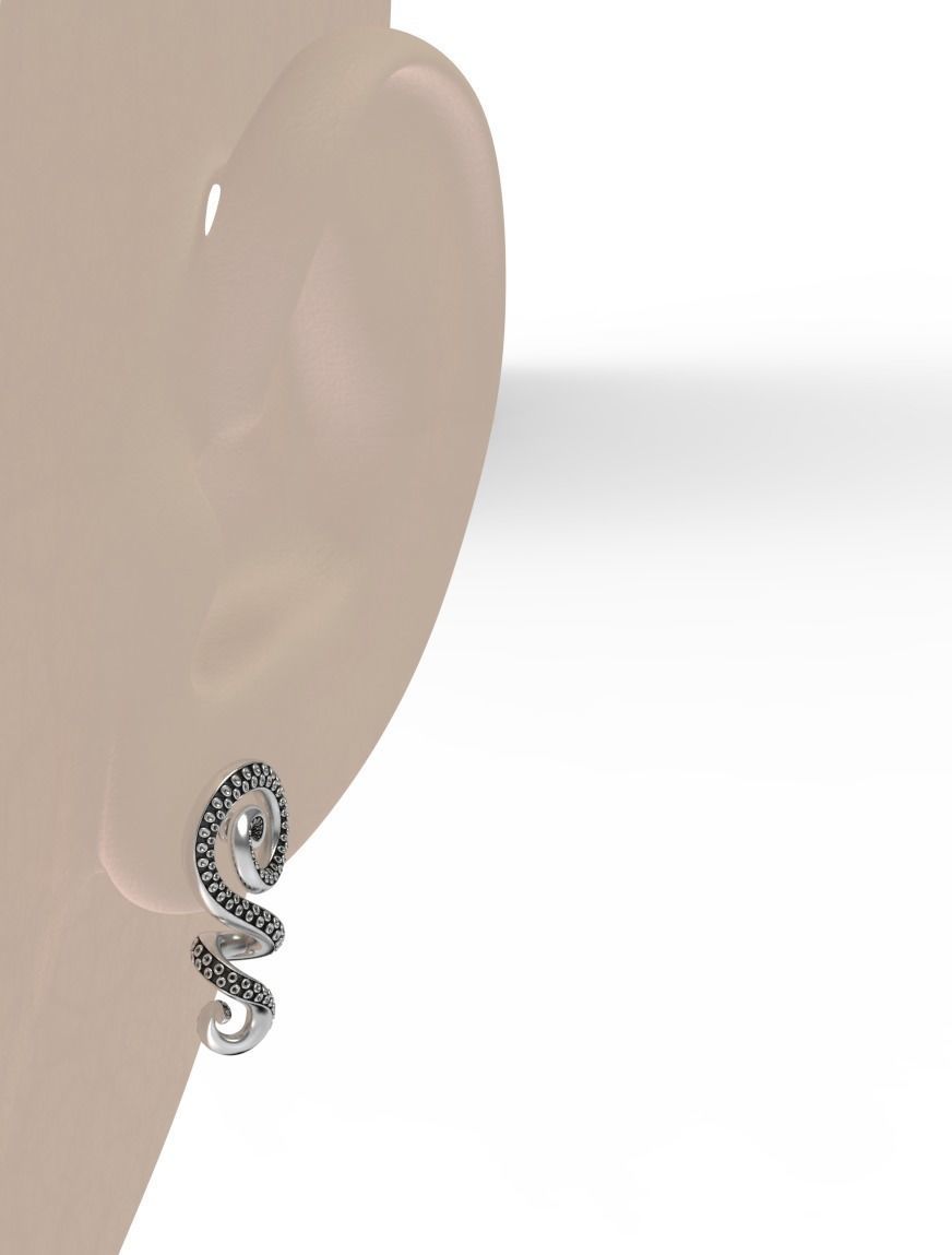 Octopus Tentacle Spiral Earrings Marine Flora Fauna Jewelry  3D print model_4