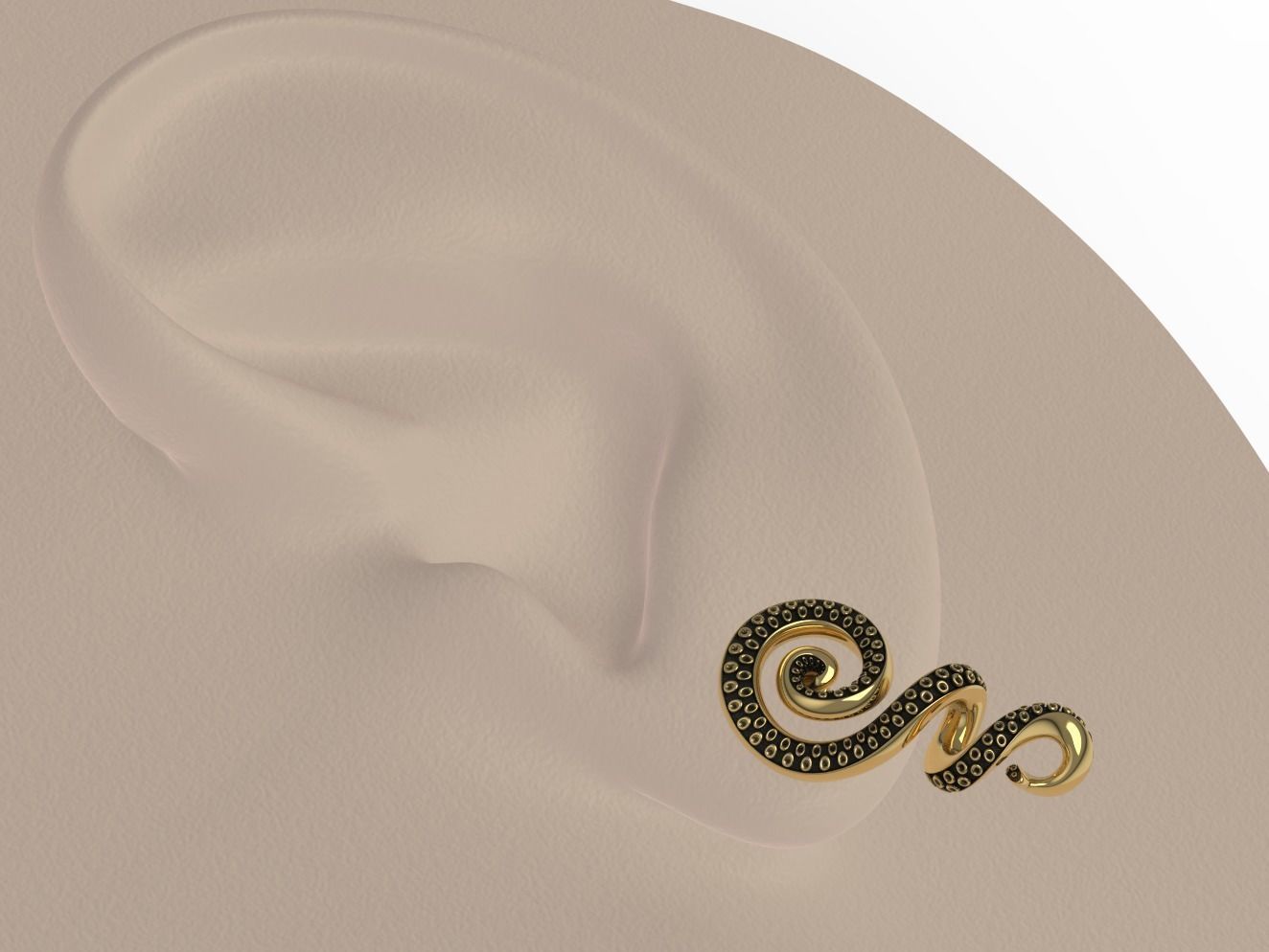 Octopus Tentacle Spiral Earrings Marine Flora Fauna Jewelry  3D print model_11