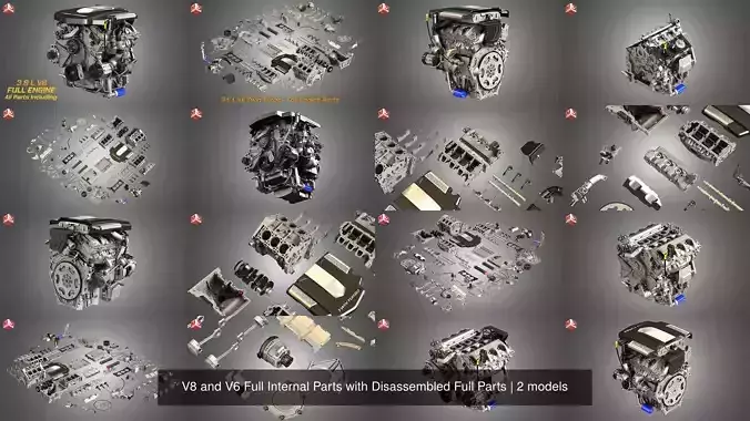 V8 and V6 Full Internal Parts with Disassembled Full Parts