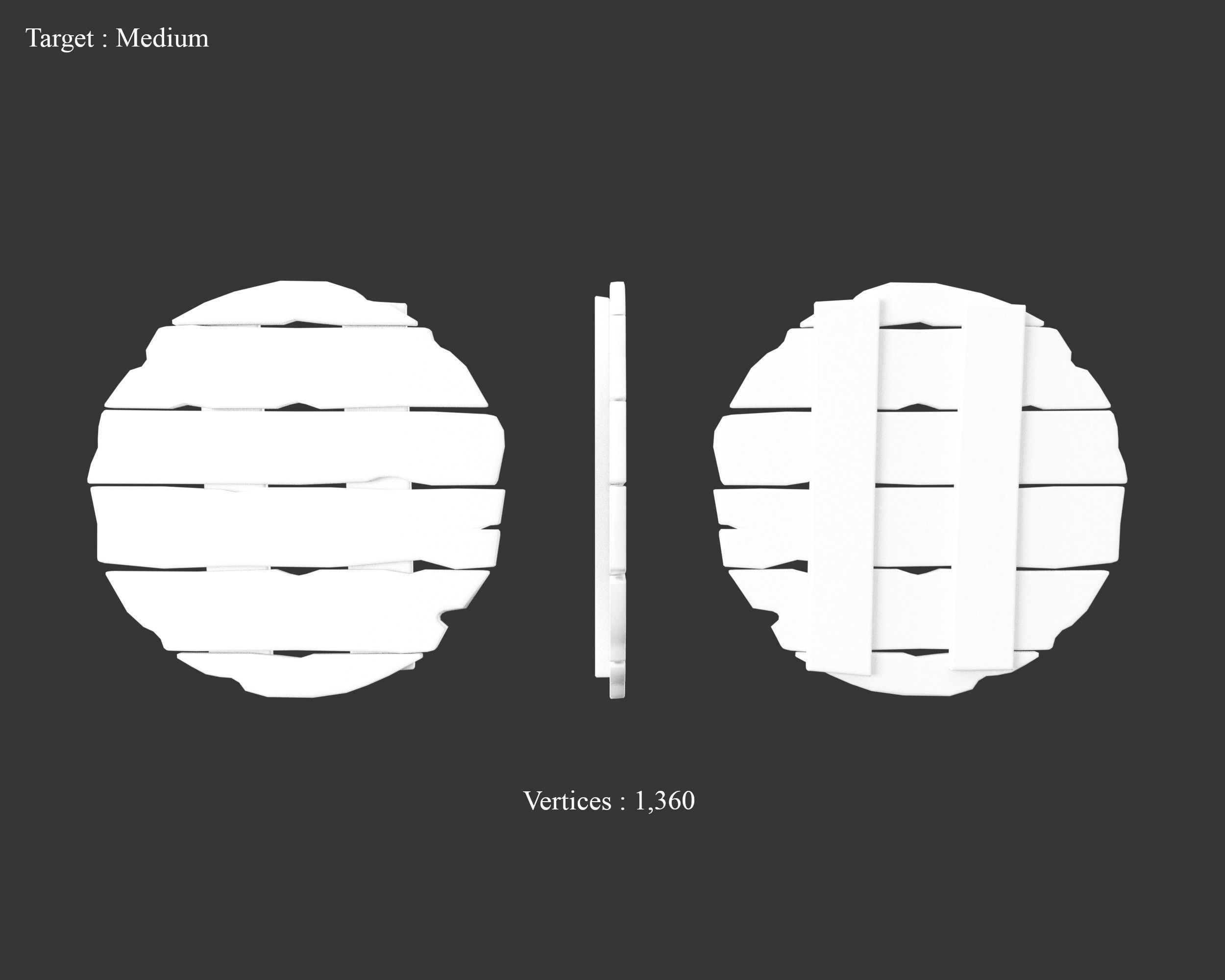 Medieval Training Targets Wooden Low-poly 3D model_6