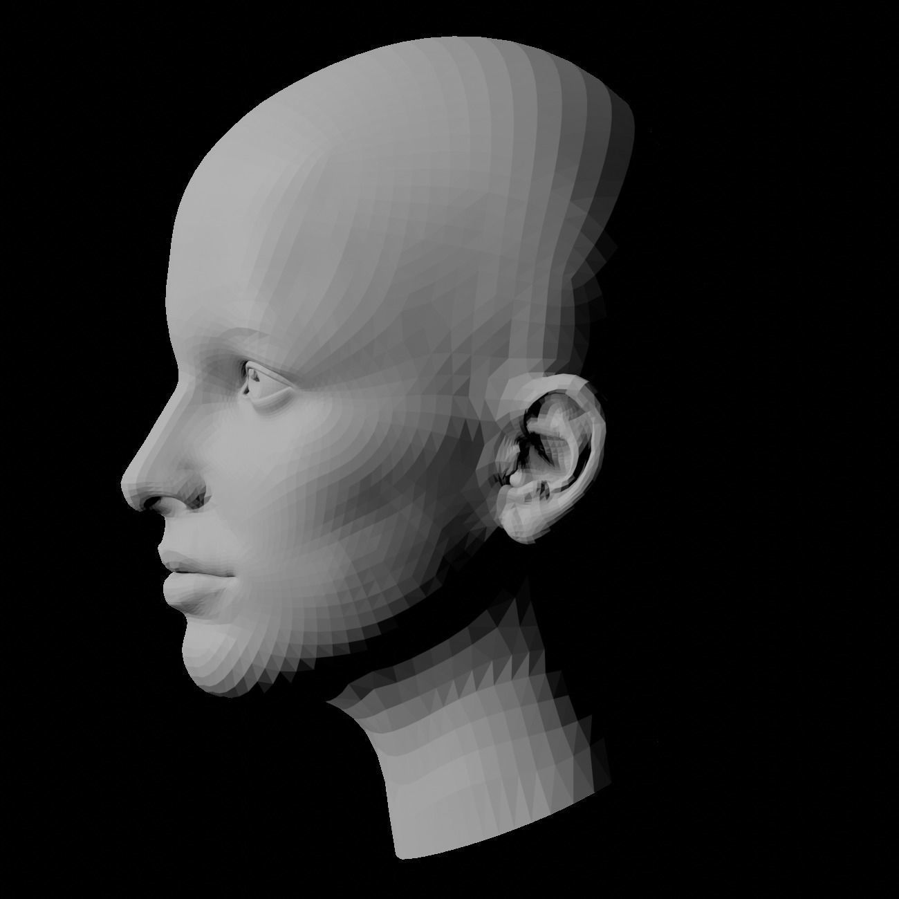 Base Female Head 3D print model_3