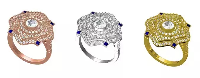 Art Deco Cluster Vintage Antique Ring