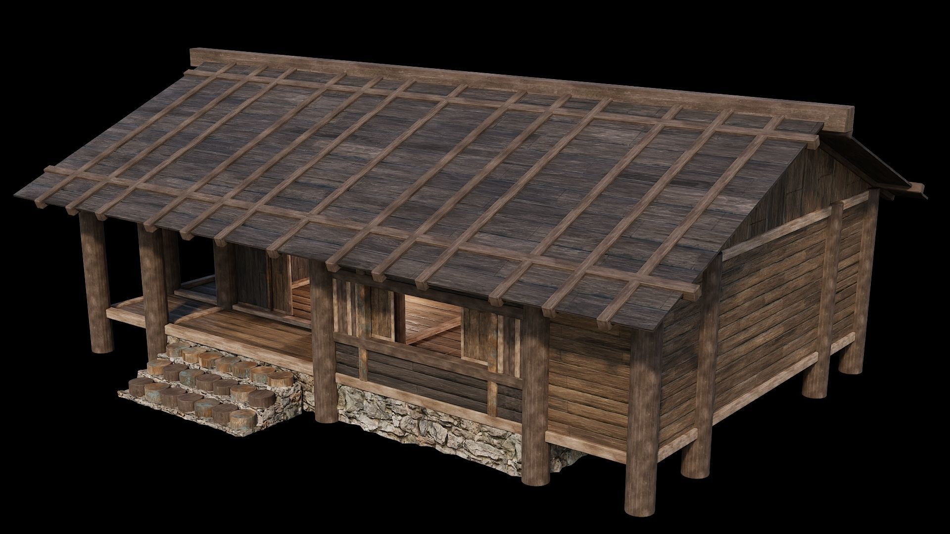 Medieval Houses Pack 19-20-21-22-23-24 - 4K Textures Game Ready Low-poly 3D model_49