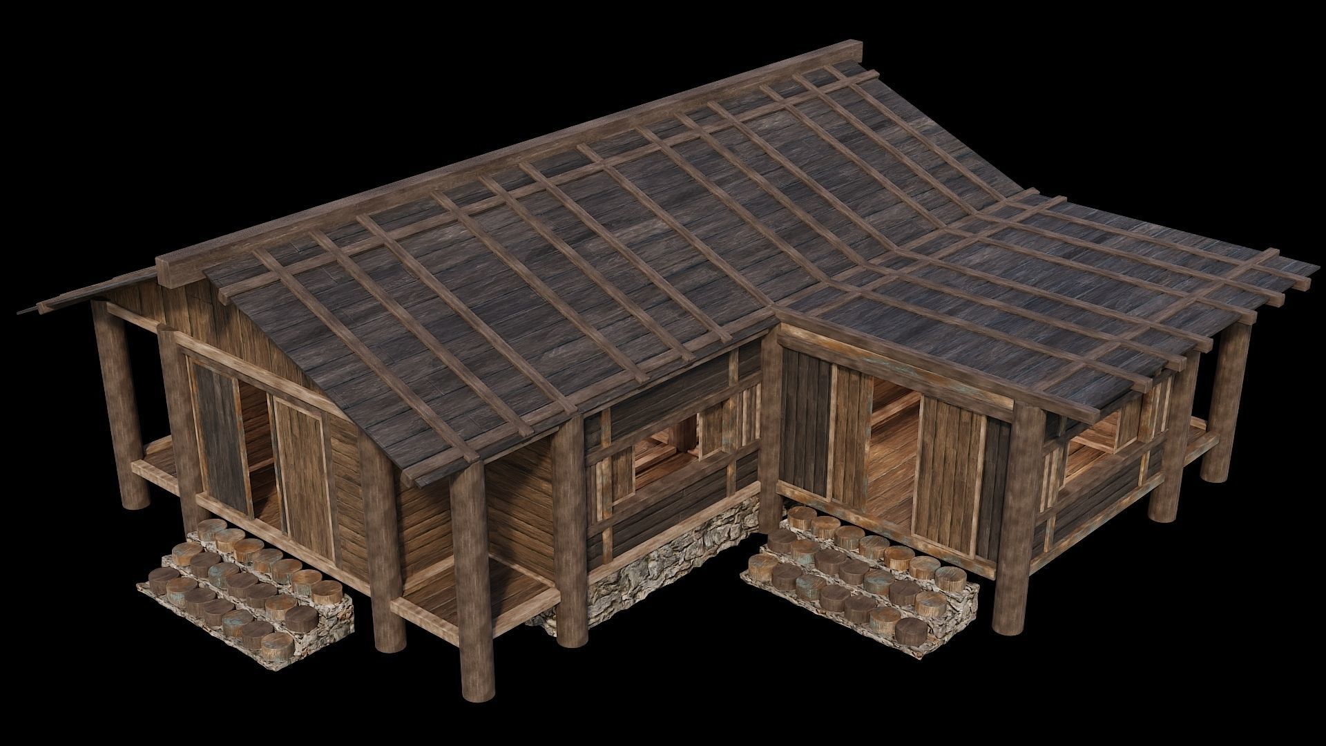 Medieval Houses Pack 19-20-21-22-23-24 - 4K Textures Game Ready Low-poly 3D model_63