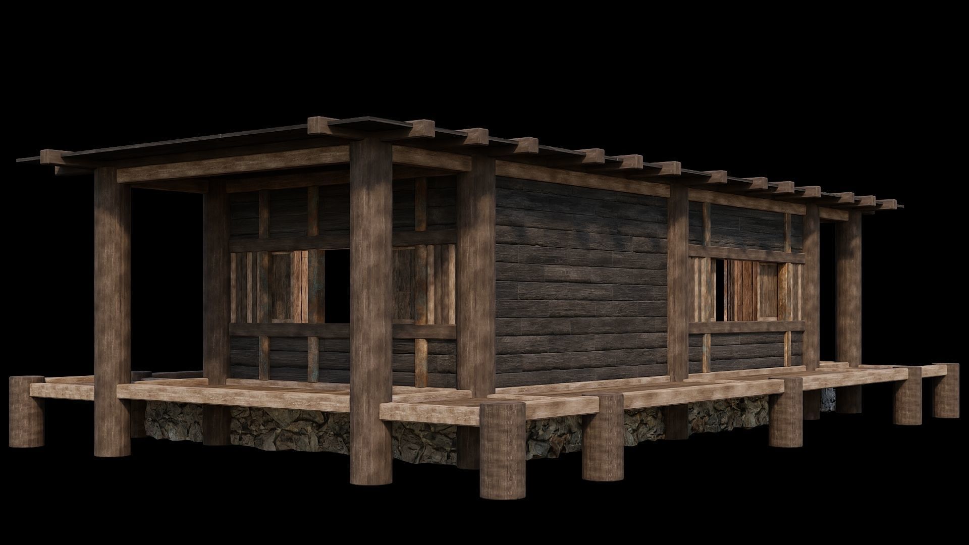 Medieval Houses Pack 19-20-21-22-23-24 - 4K Textures Game Ready Low-poly 3D model_31