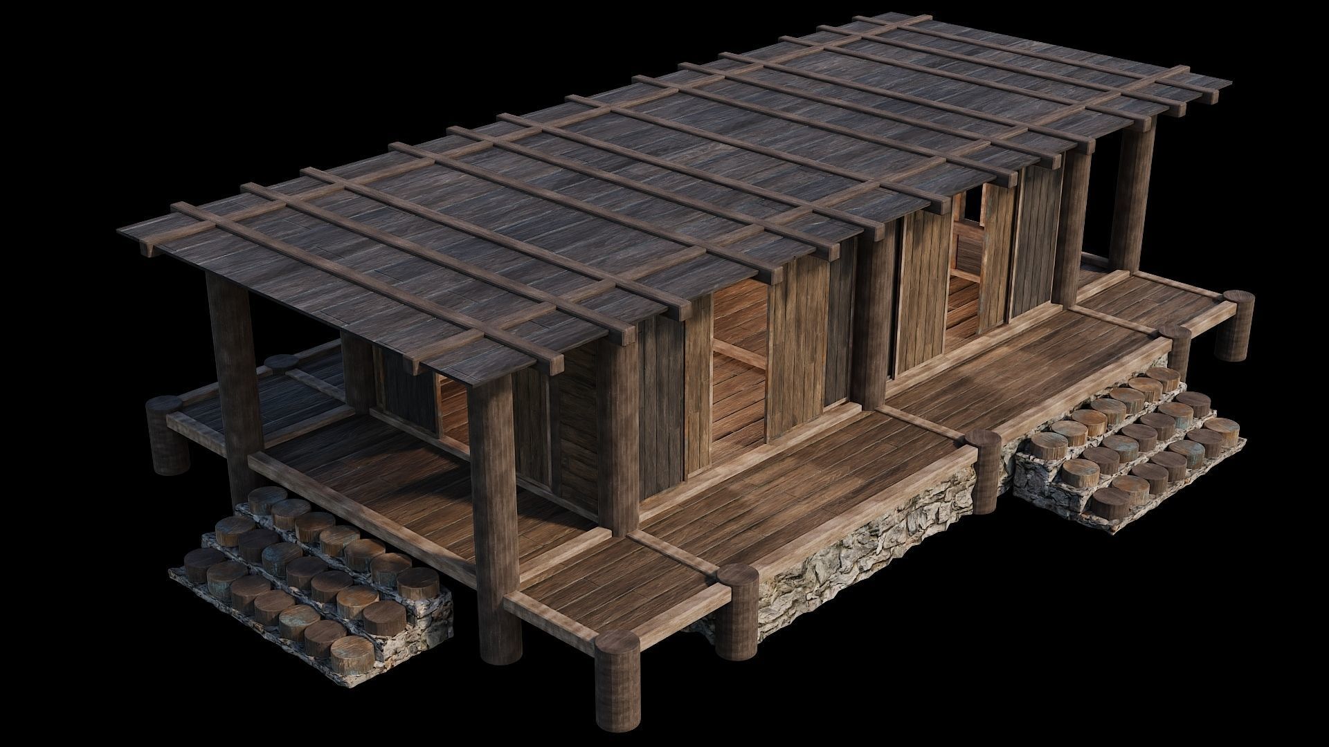 Medieval Houses Pack 19-20-21-22-23-24 - 4K Textures Game Ready Low-poly 3D model_75