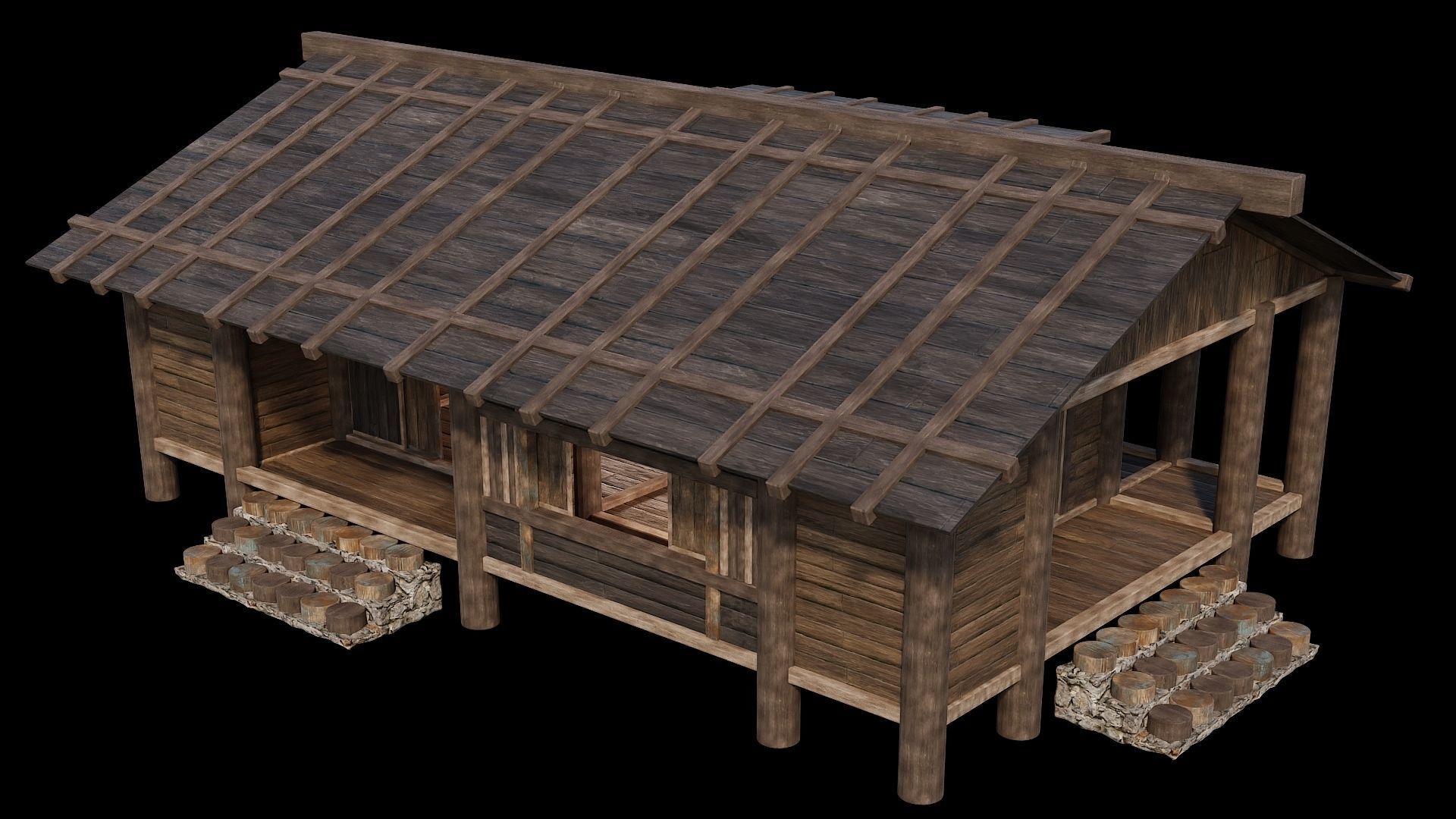 Medieval Houses Pack 19-20-21-22-23-24 - 4K Textures Game Ready Low-poly 3D model_40