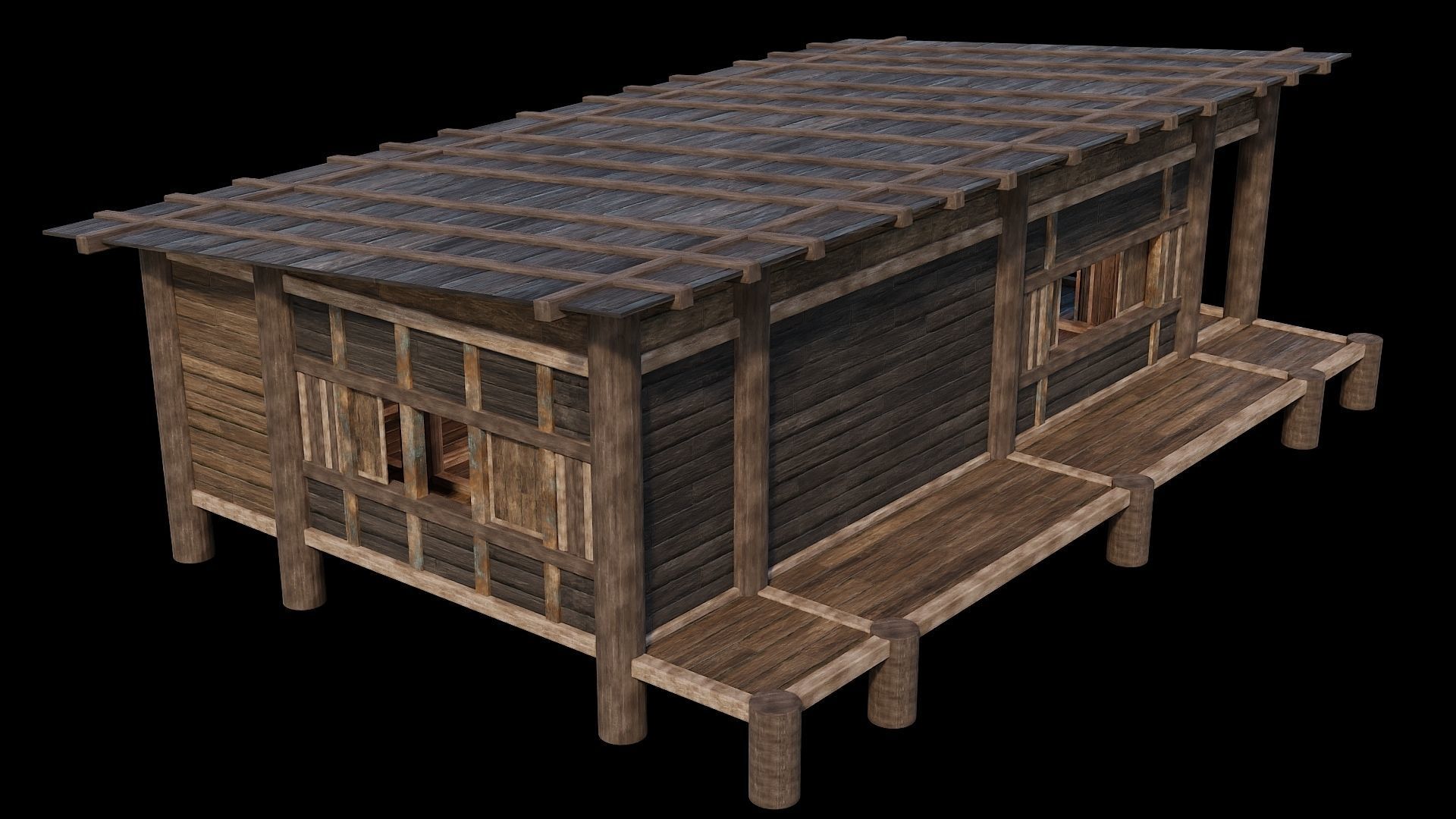 Medieval Houses Pack 19-20-21-22-23-24 - 4K Textures Game Ready Low-poly 3D model_76