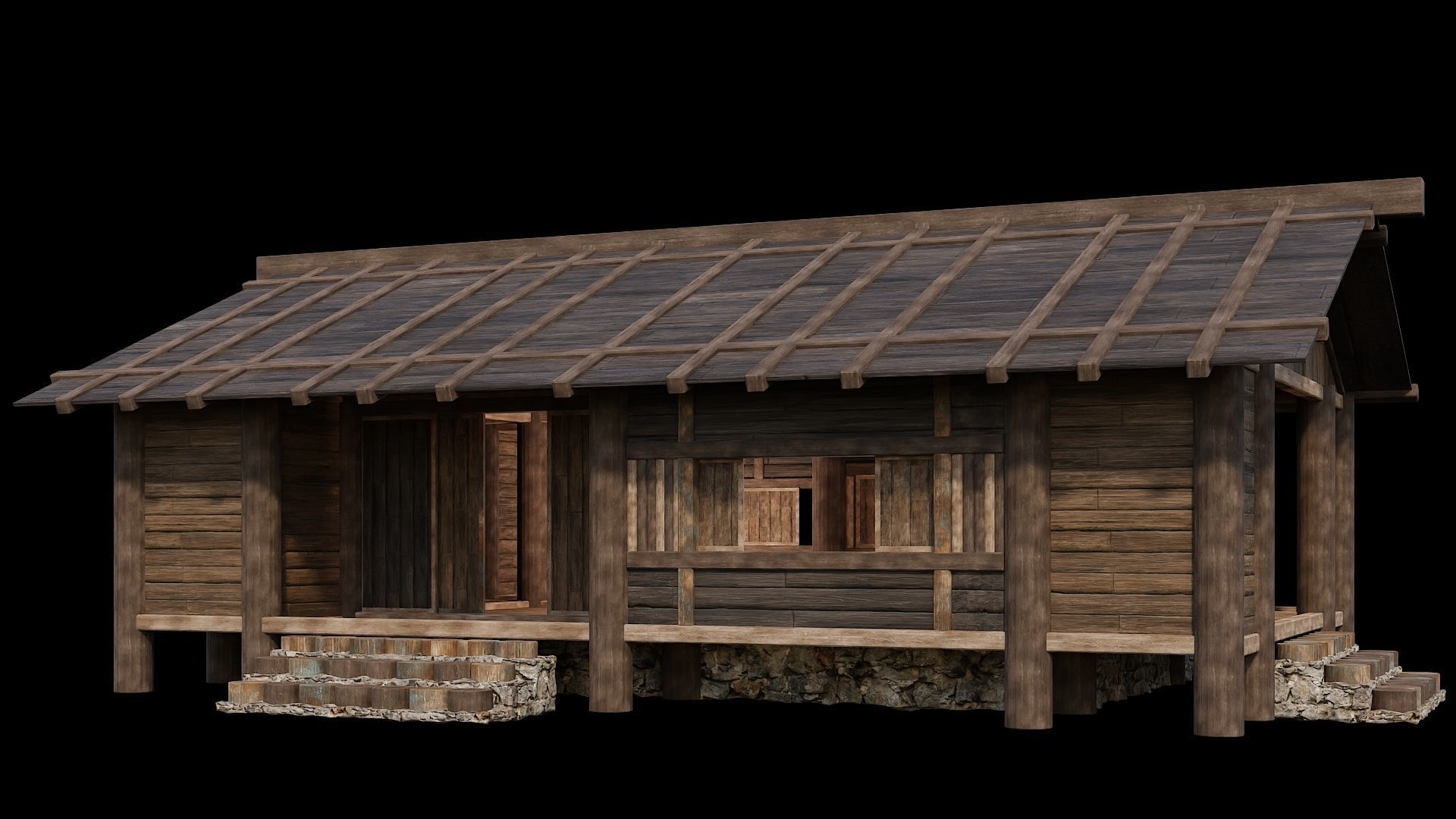 Medieval Houses Pack 19-20-21-22-23-24 - 4K Textures Game Ready Low-poly 3D model_42