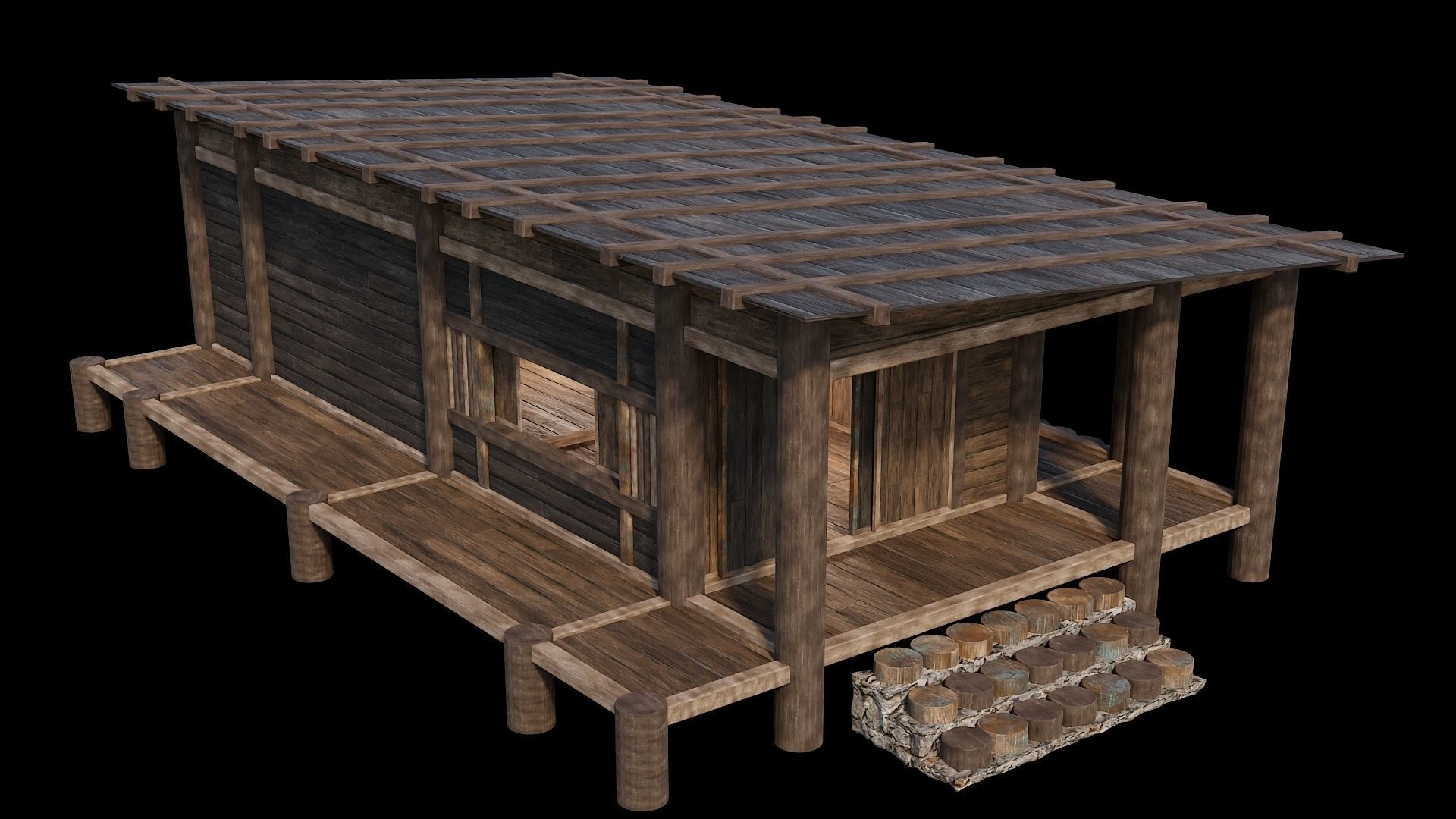 Medieval Houses Pack 19-20-21-22-23-24 - 4K Textures Game Ready Low-poly 3D model_45