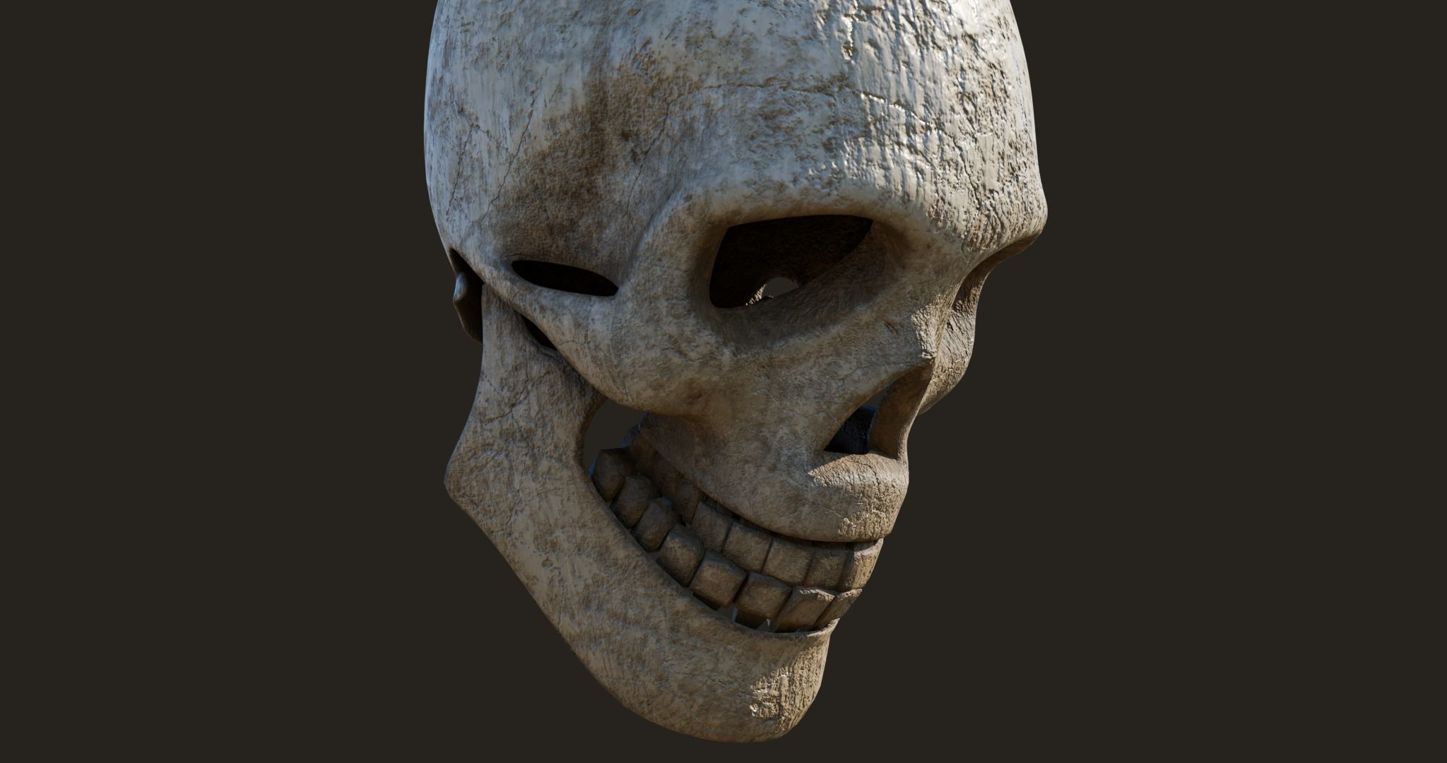Old Crack Skull With PBR Unity UE V-ray Textures Included Low-poly 3D model_10
