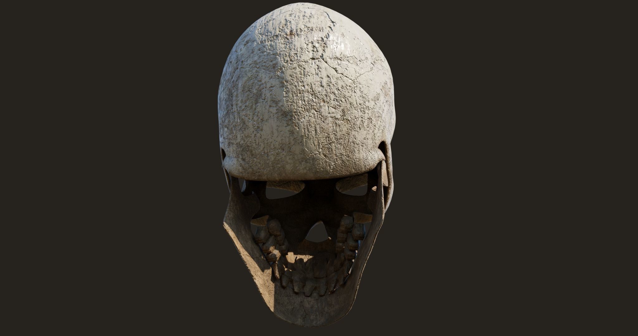Old Crack Skull With PBR Unity UE V-ray Textures Included Low-poly 3D model_4