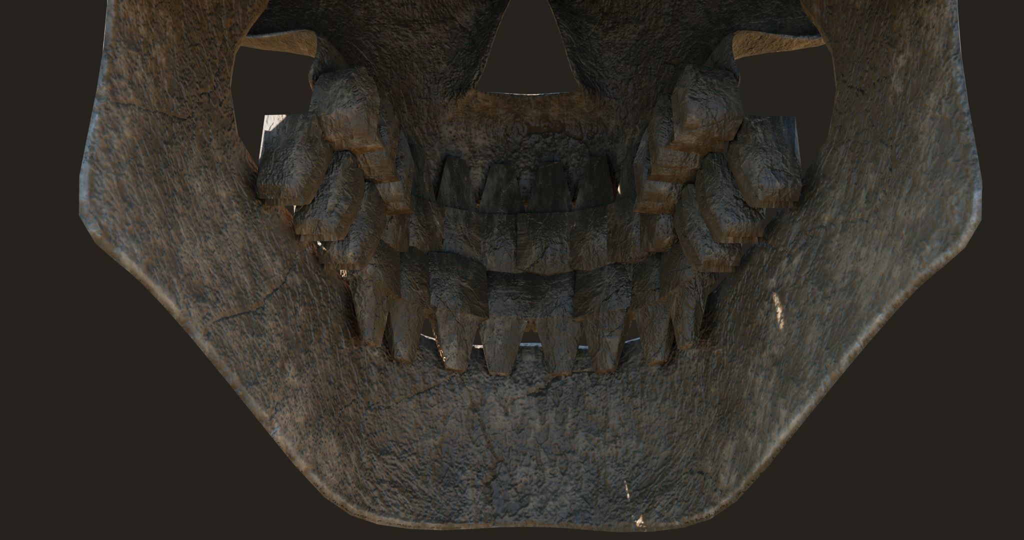 Old Crack Skull With PBR Unity UE V-ray Textures Included Low-poly 3D model_17