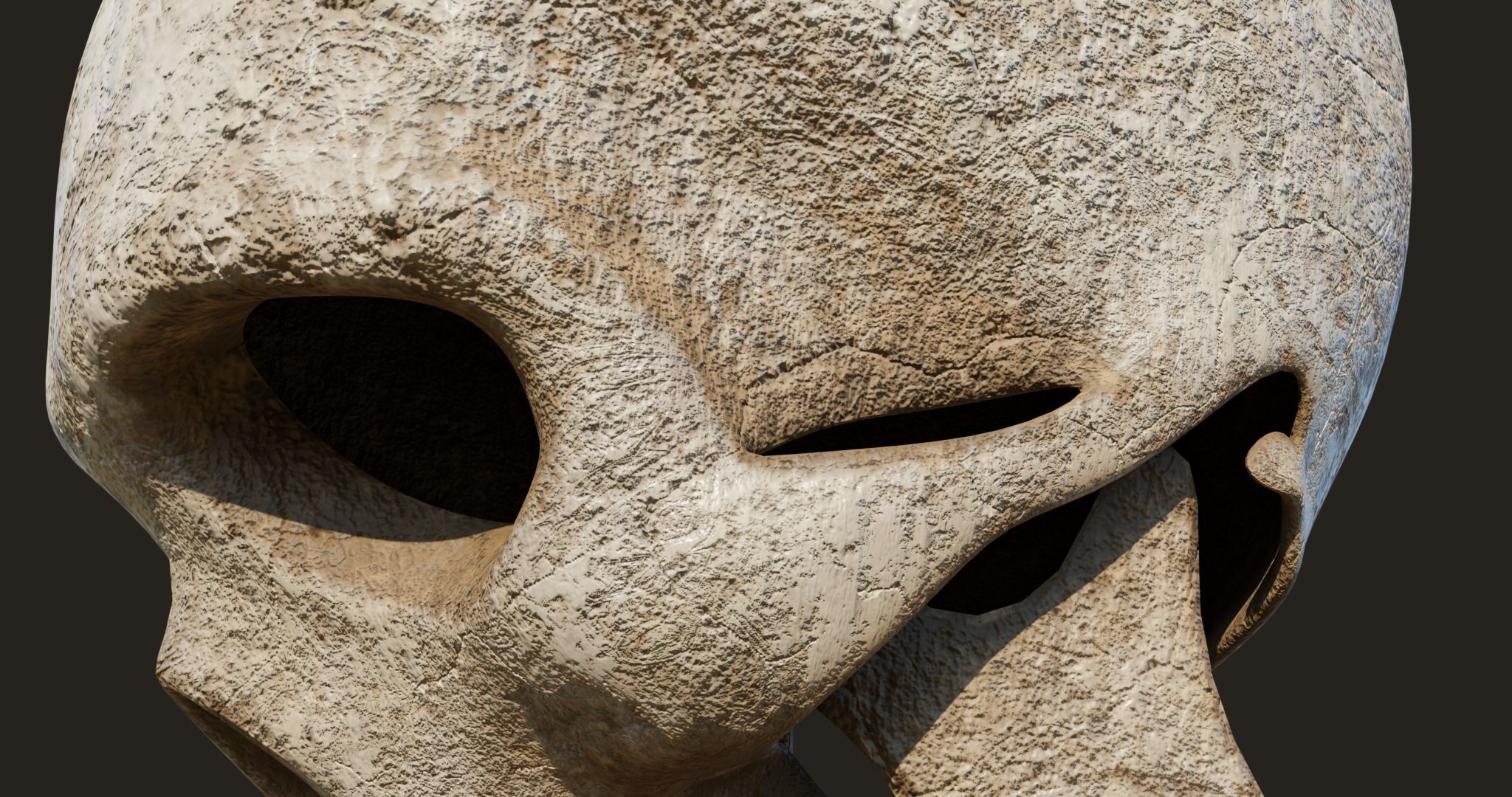 Old Crack Skull With PBR Unity UE V-ray Textures Included Low-poly 3D model_19