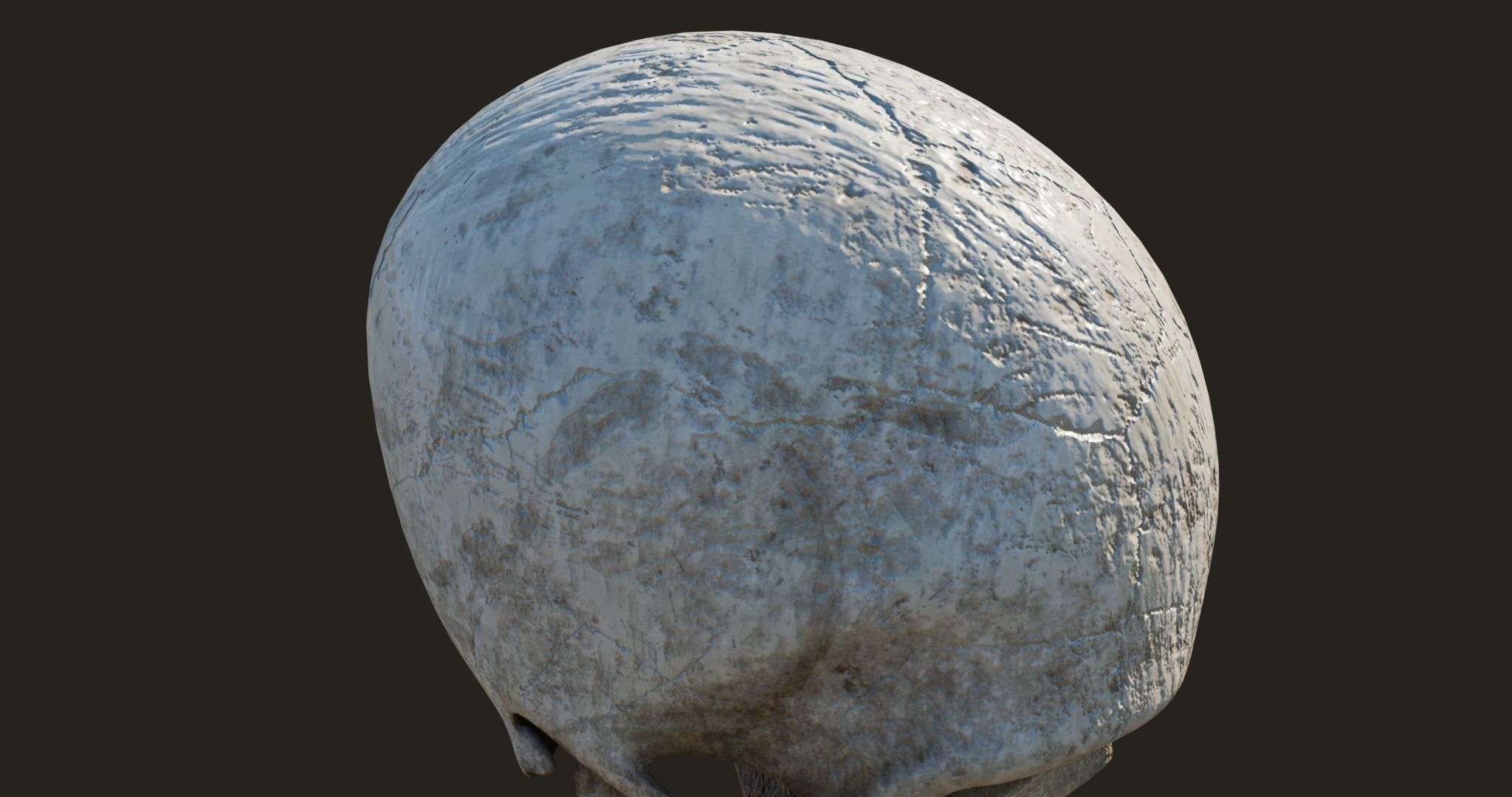 Old Crack Skull With PBR Unity UE V-ray Textures Included Low-poly 3D model_14