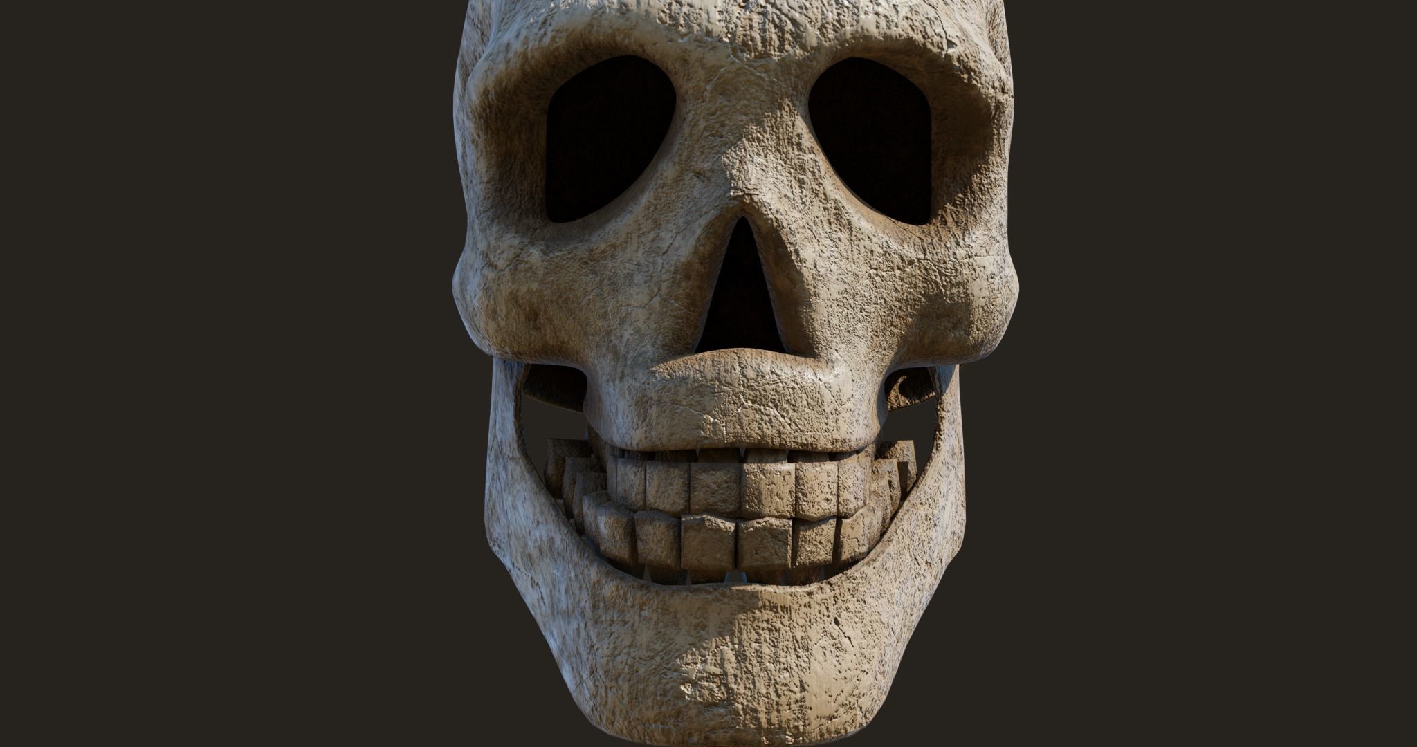 Old Crack Skull With PBR Unity UE V-ray Textures Included Low-poly 3D model_11