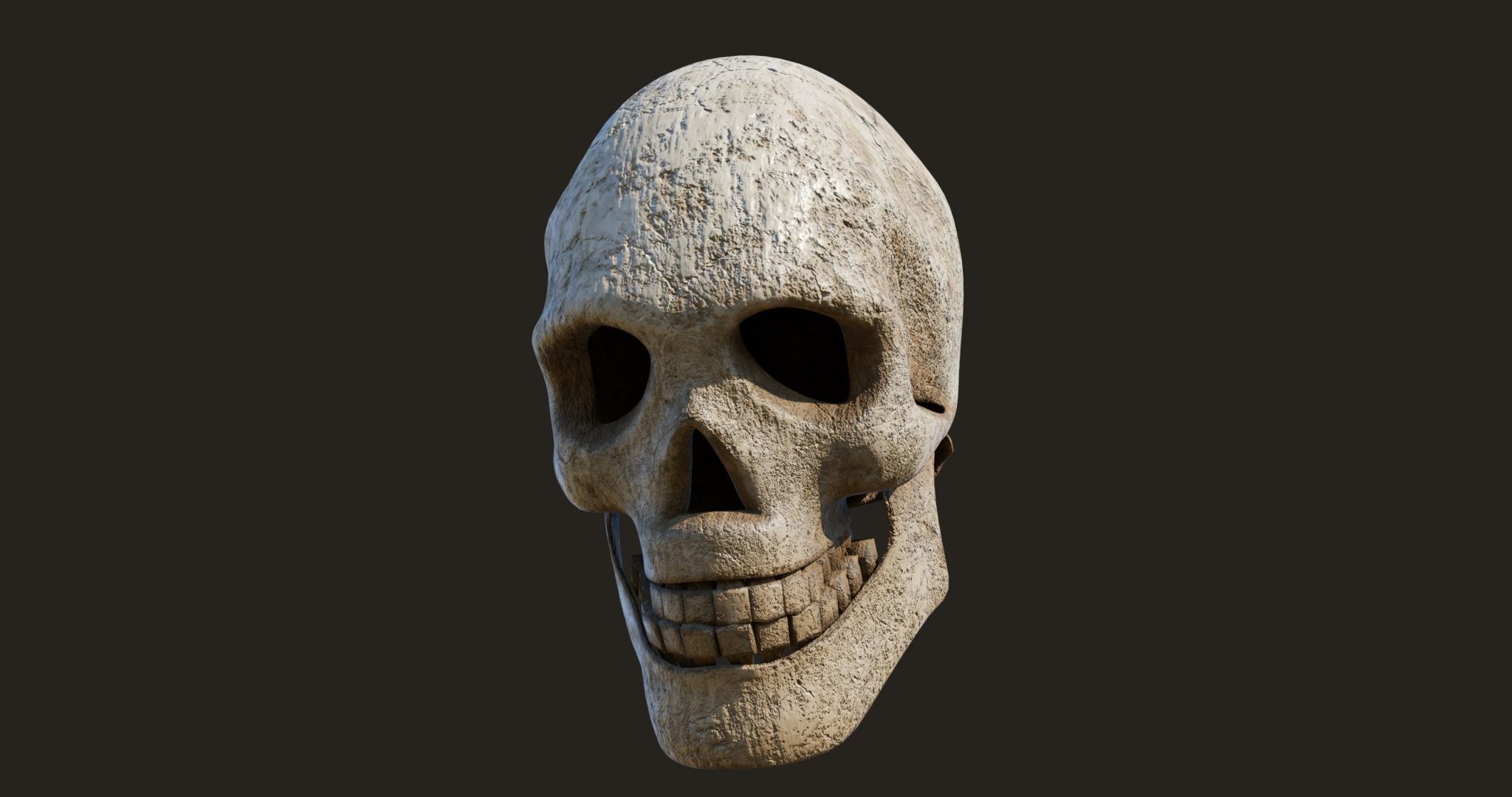 Old Crack Skull With PBR Unity UE V-ray Textures Included Low-poly 3D model_3