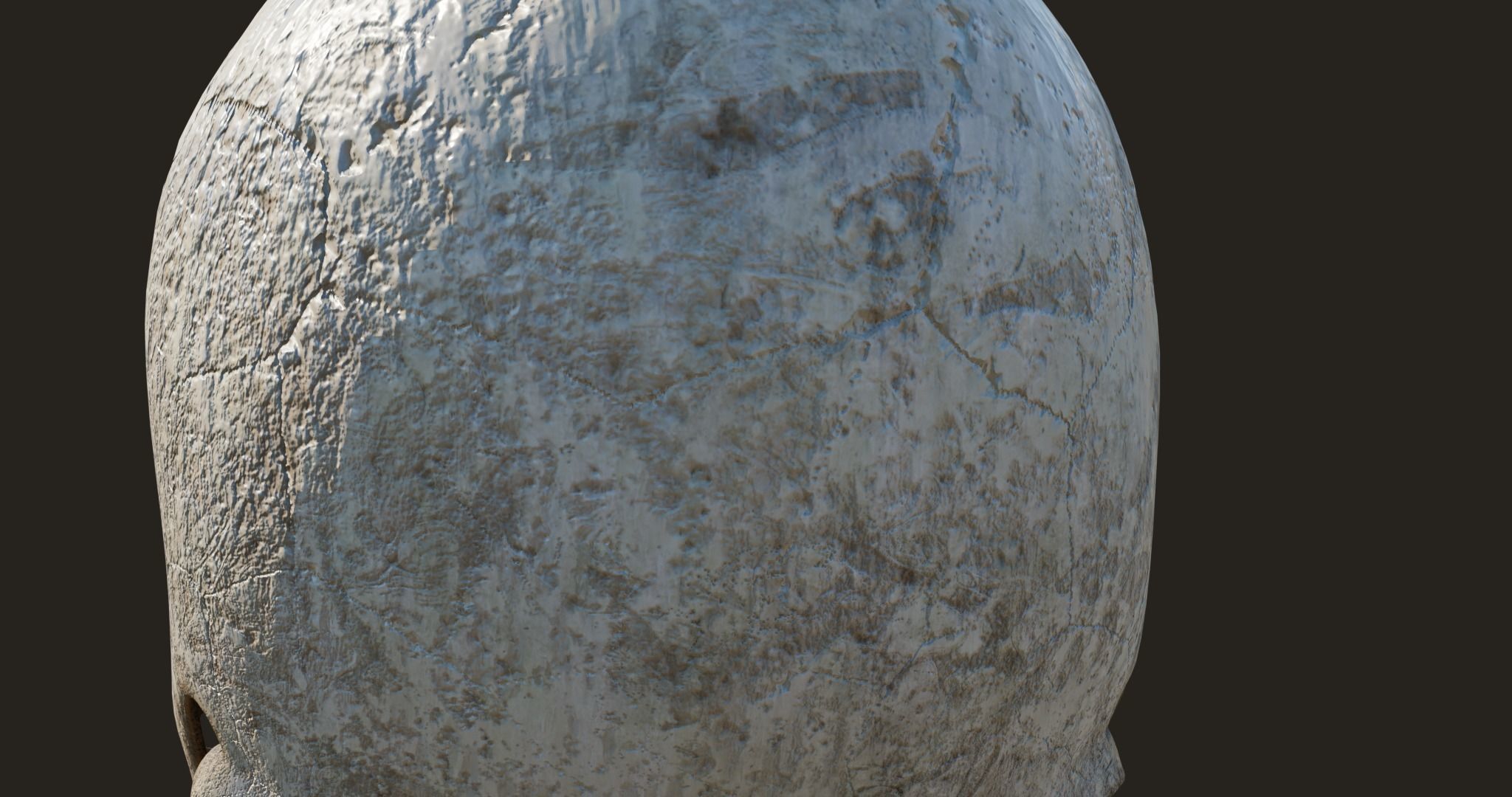 Old Crack Skull With PBR Unity UE V-ray Textures Included Low-poly 3D model_6