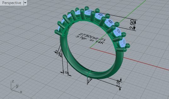 9-Stone diamond ring 2730 3D print model 3D print model_7