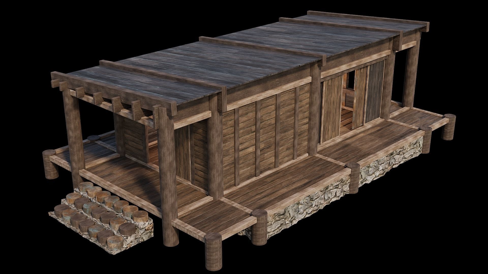 Medieval Houses 19 - 4K Textures Game Ready Low-poly 3D model_7