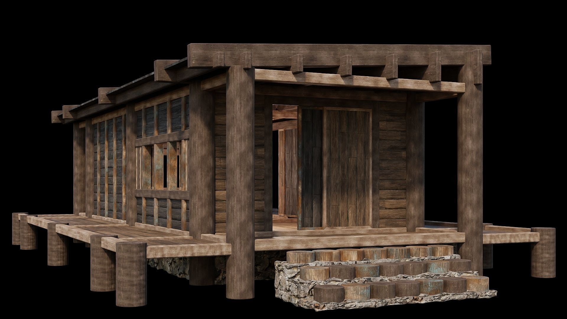 Medieval Houses 19 - 4K Textures Game Ready Low-poly 3D model_1