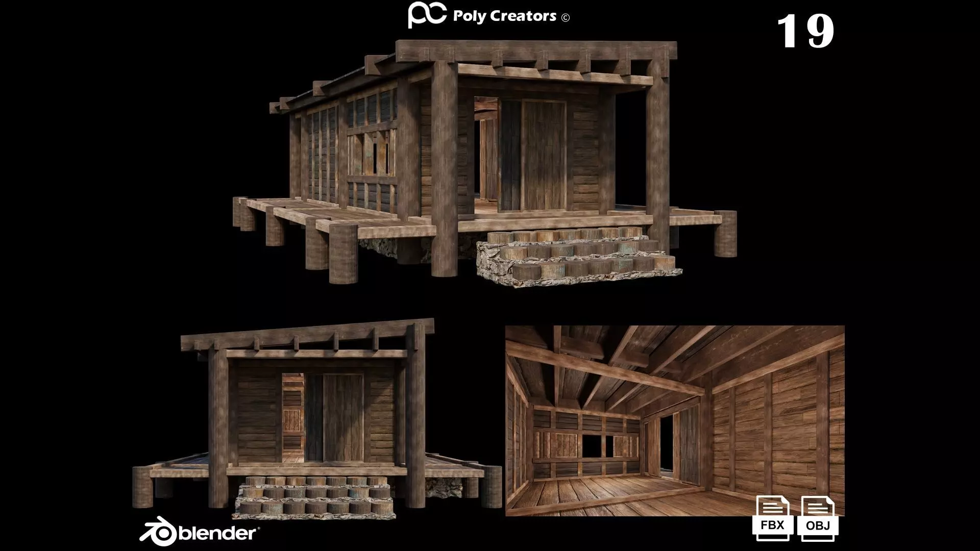 Medieval Houses 19 - 4K Textures Game Ready Low-poly 3D model_0
