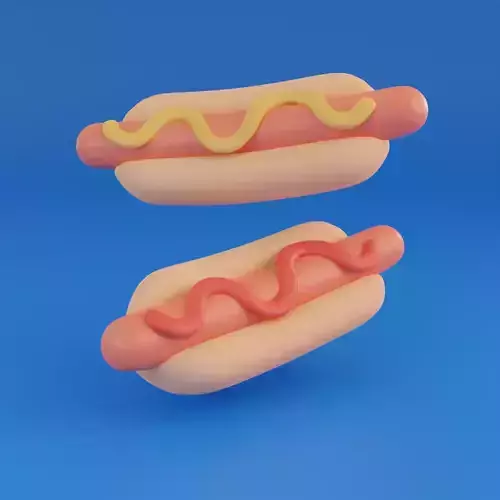 Cartoon hotdog Low-poly 3D model