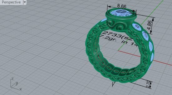 Round Diamond ring 2733 3D print model 3D print model_7