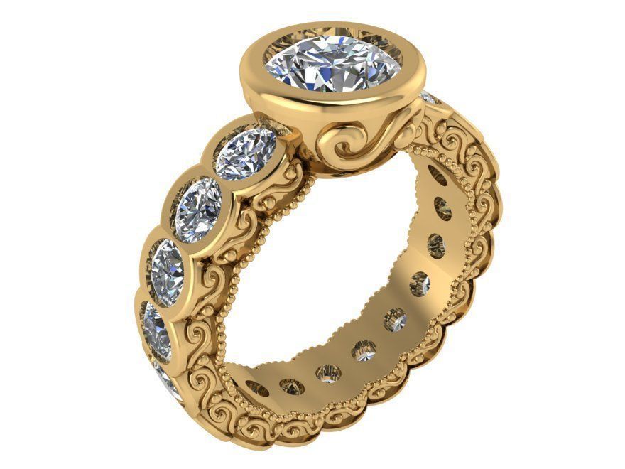 Round Diamond ring 2733 3D print model 3D print model_1