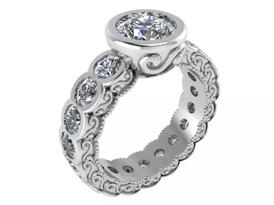 Round Diamond ring 2733 3D print model 3D print model_0