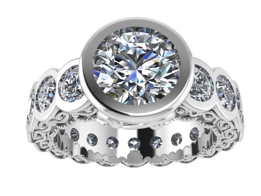 Round Diamond ring 2733 3D print model 3D print model_2