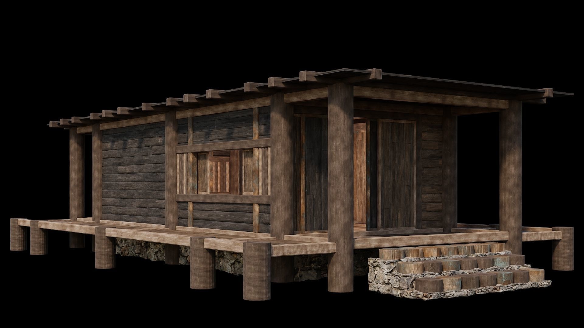 Medieval Houses 20 - 4K Textures Game Ready Low-poly 3D model_1