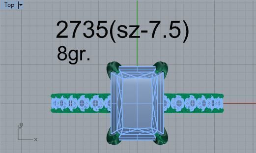 Big Square diamond ring 2735 3D print model 3D print model_4