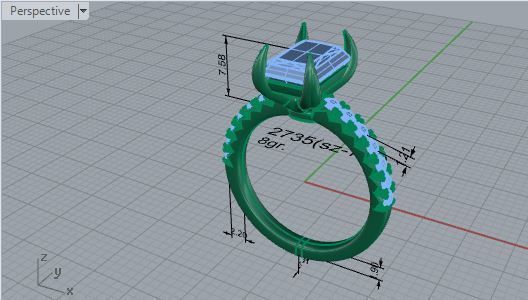 Big Square diamond ring 2735 3D print model 3D print model_7