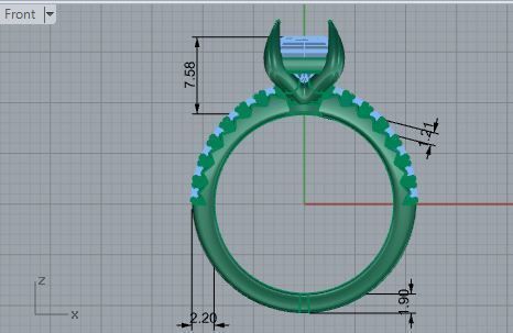 Big Square diamond ring 2735 3D print model 3D print model_5