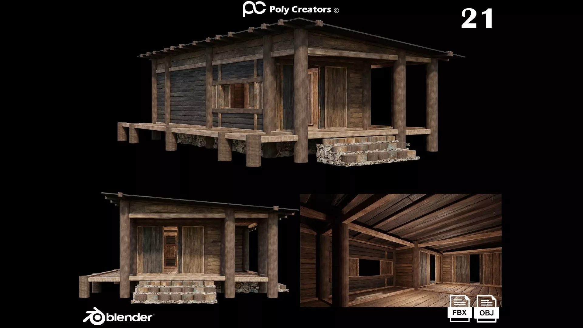 Medieval Houses 21- 4K Textures Game Ready Low-poly 3D model_0