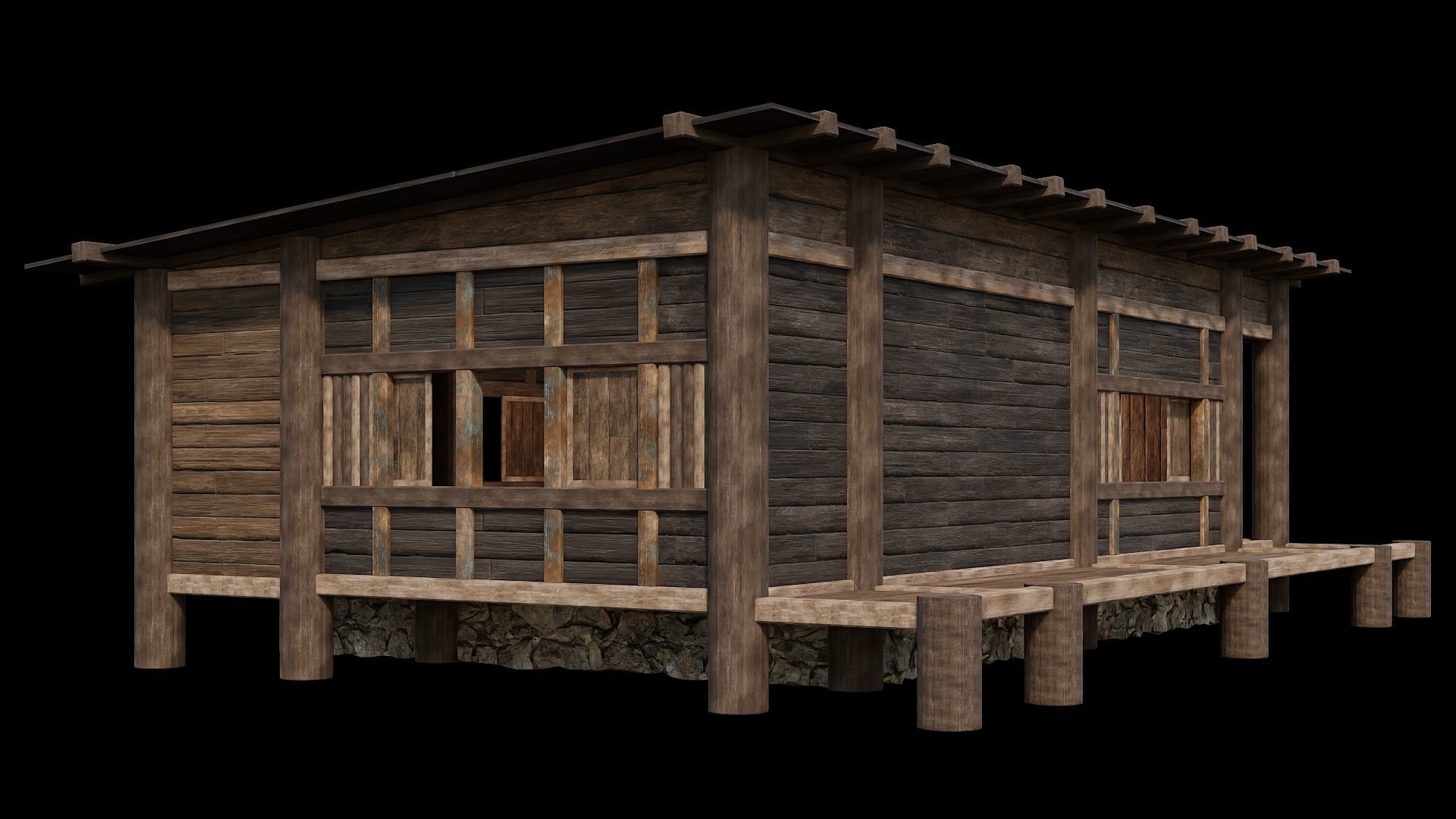 Medieval Houses 21- 4K Textures Game Ready Low-poly 3D model_9