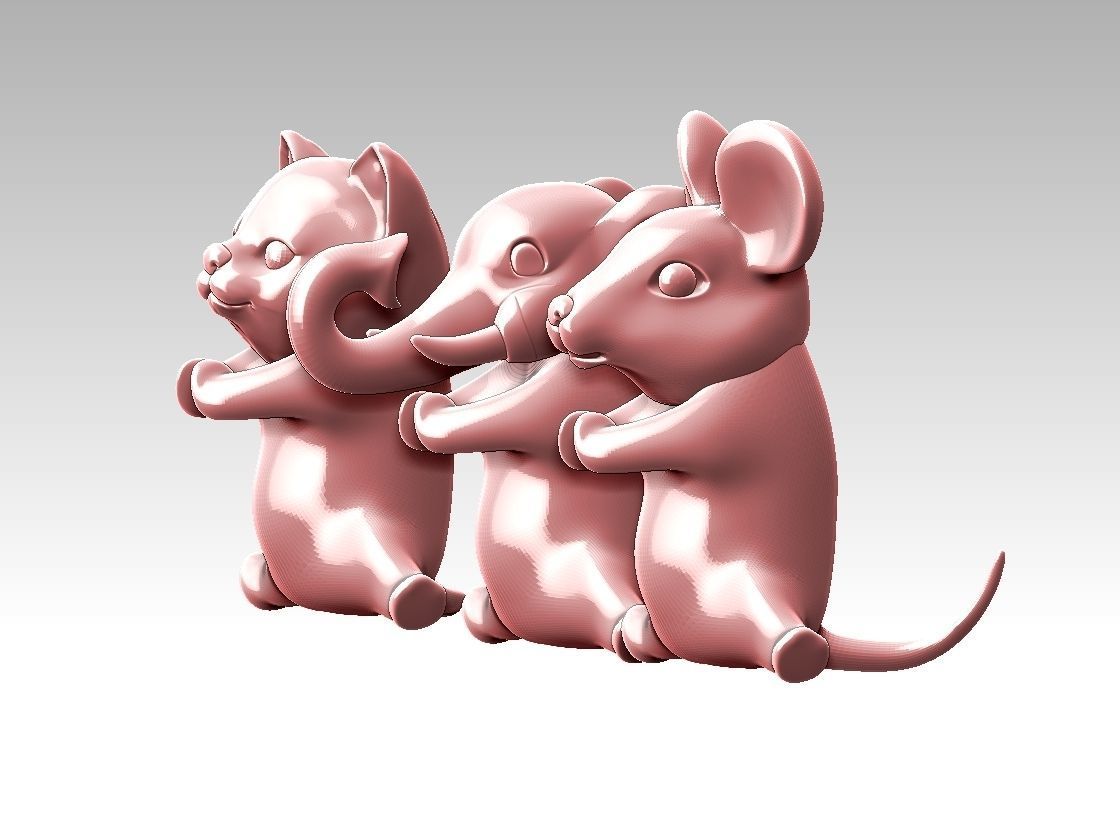elephant mouse cat  3D print model_2