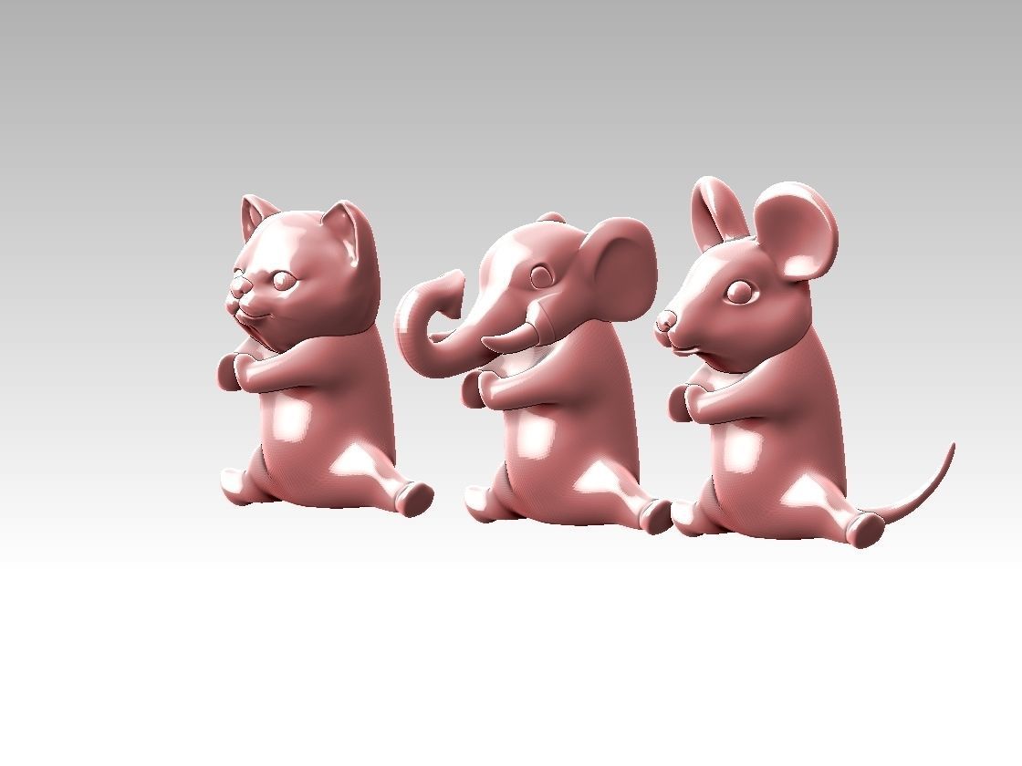 elephant mouse cat  3D print model_20